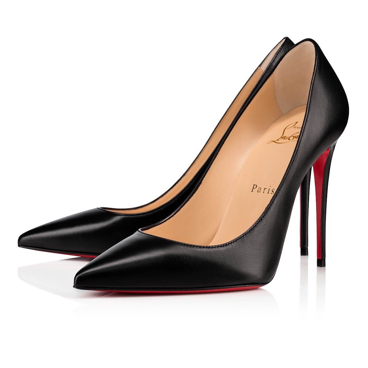 Black Patent Leather Red Bottom Thin Heel Shoes