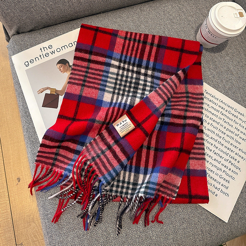 Pure Wool Plaid Scarf British Classic