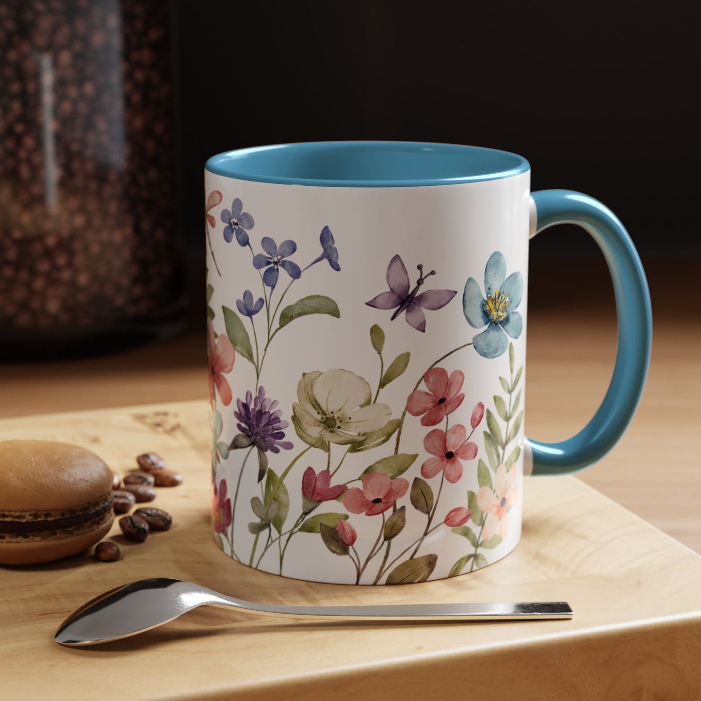 Mug - Floral Accent Coffee Mug - Vibrant Botanical Design