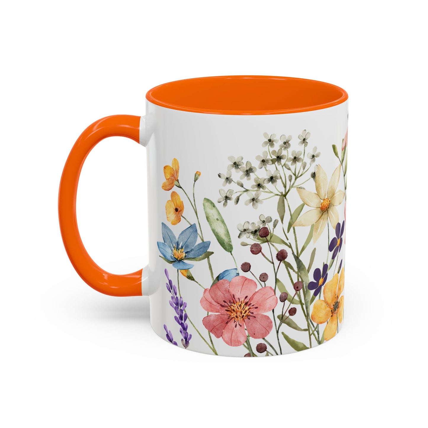 Mug - Floral Accent Coffee Mug - Vibrant Botanical Design