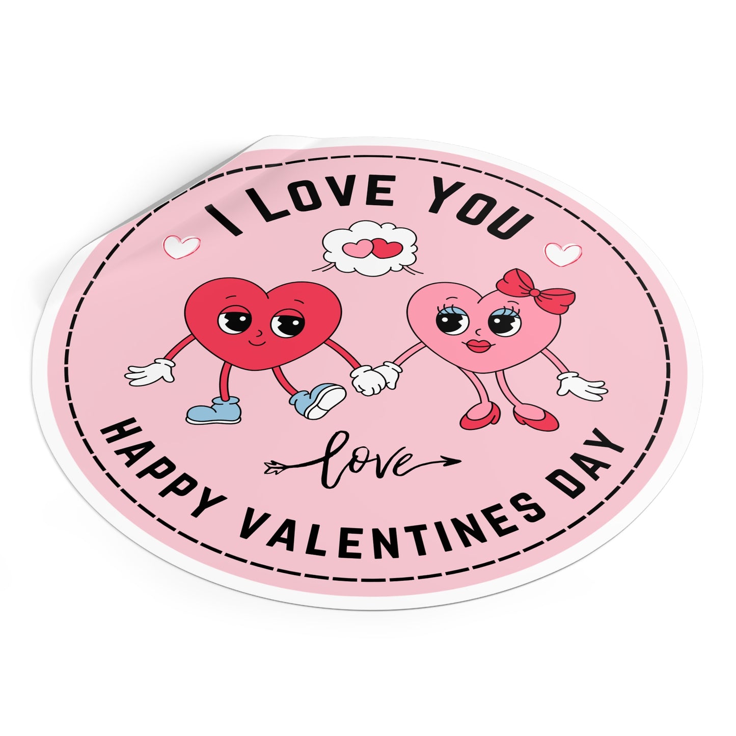 Round Vinyl Stickers -Happy Valentine's day