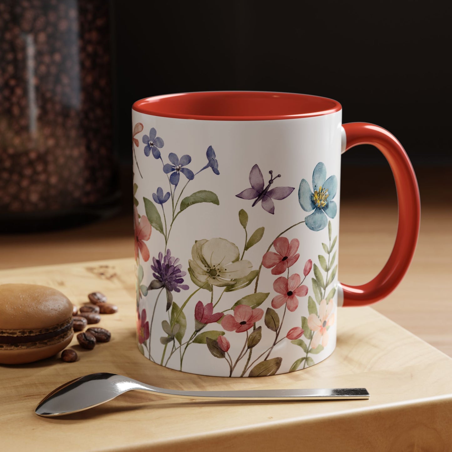 Mug - Floral Accent Coffee Mug - Vibrant Botanical Design