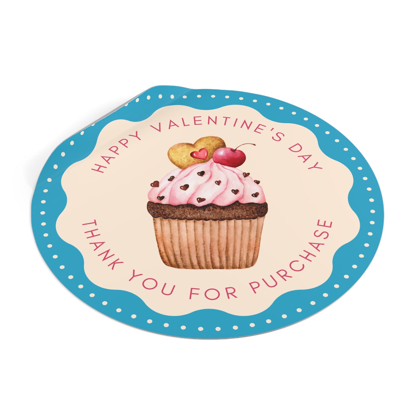 Valentine's Day Round Stickers - Happy Valentine's Day Thank you For Purchase