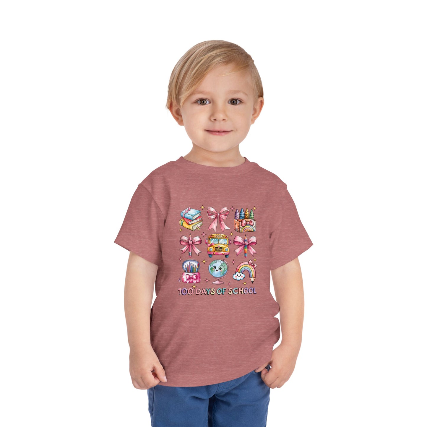 100 Days of School Toddler Short Sleeve Tee, Kindergarten Shirt, Kids Back to school Tshirt, Celebrating School Milestone Top, School