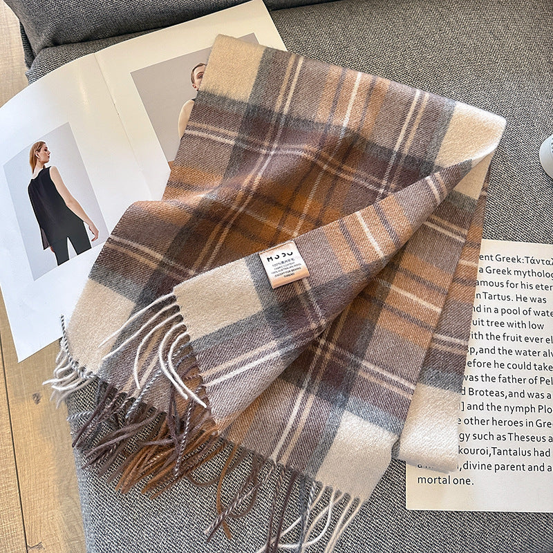 Pure Wool Plaid Scarf British Classic