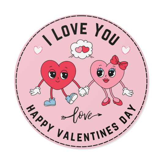 Round Vinyl Stickers -Happy Valentine's day