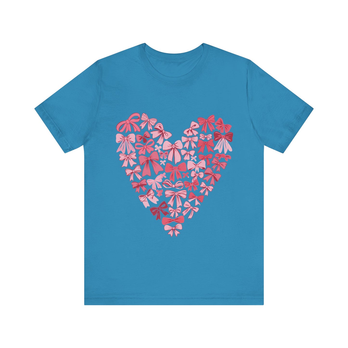 Valentine Bow Heart Coquette T-Shirt, Valentine's Day Shirt, Love Tee, Romantic Top, Heart Print Apparel