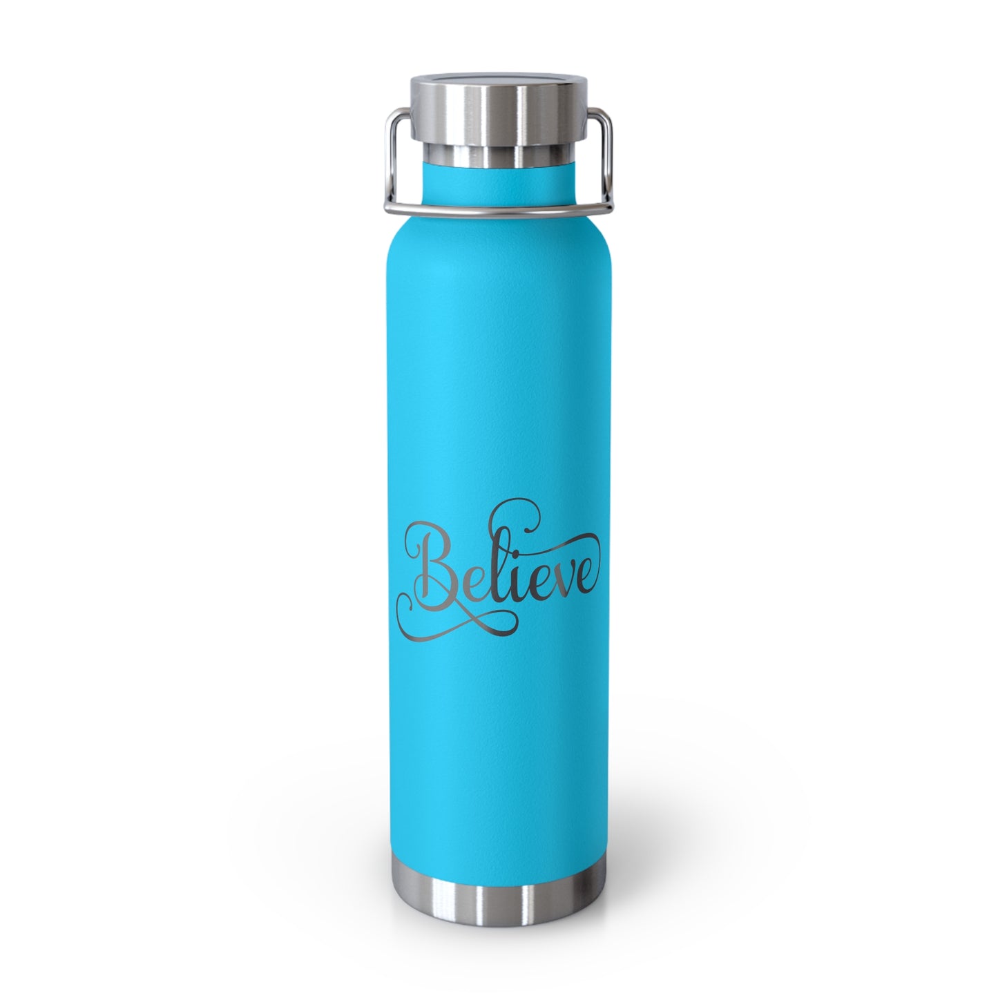 Copper Vacuum Insulated Bottle, 22oz with faith-based theme - Believe