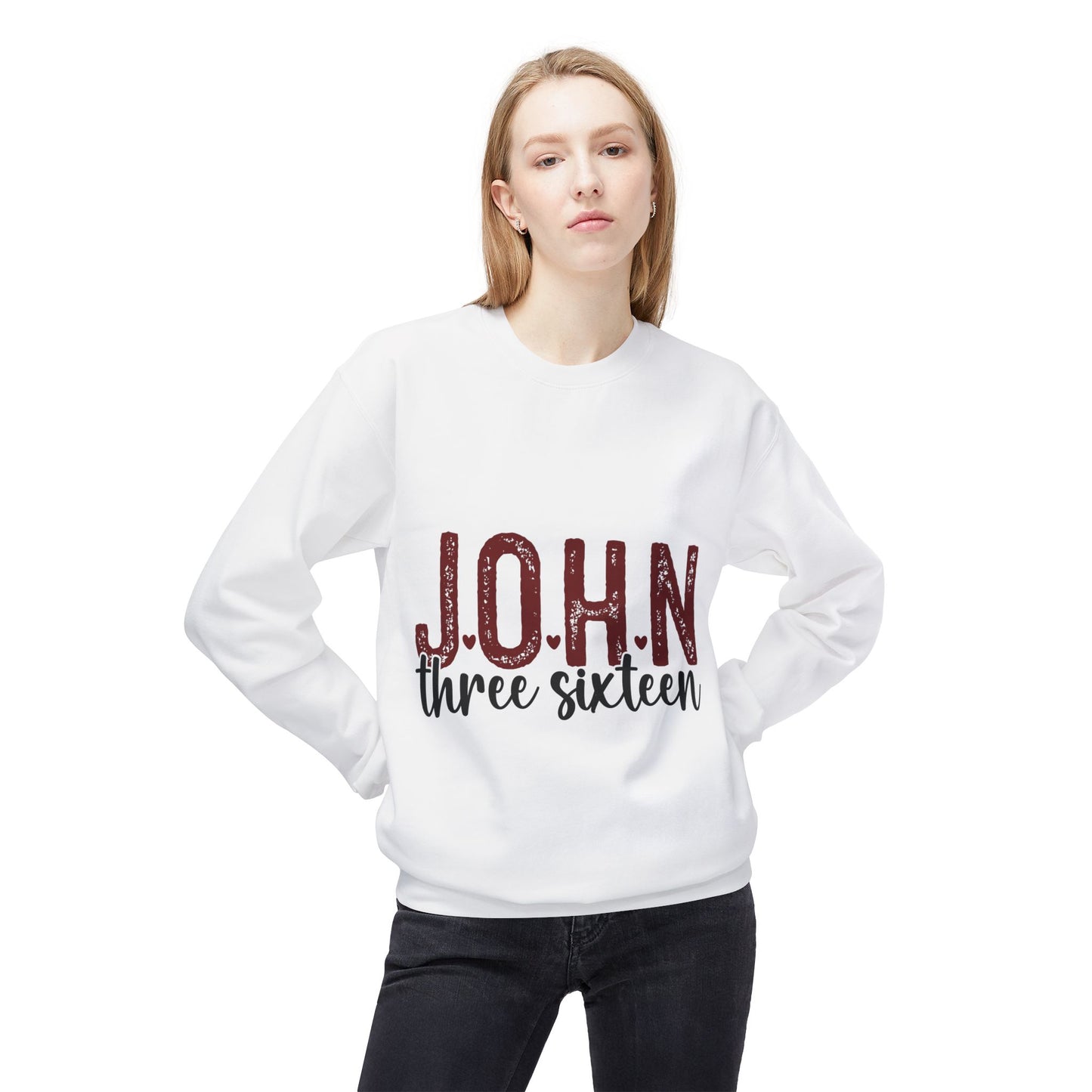 Unisex Midweight Softstyle Fleece Crewneck Sweatshirt with John 3:16 Bible Verse Theme