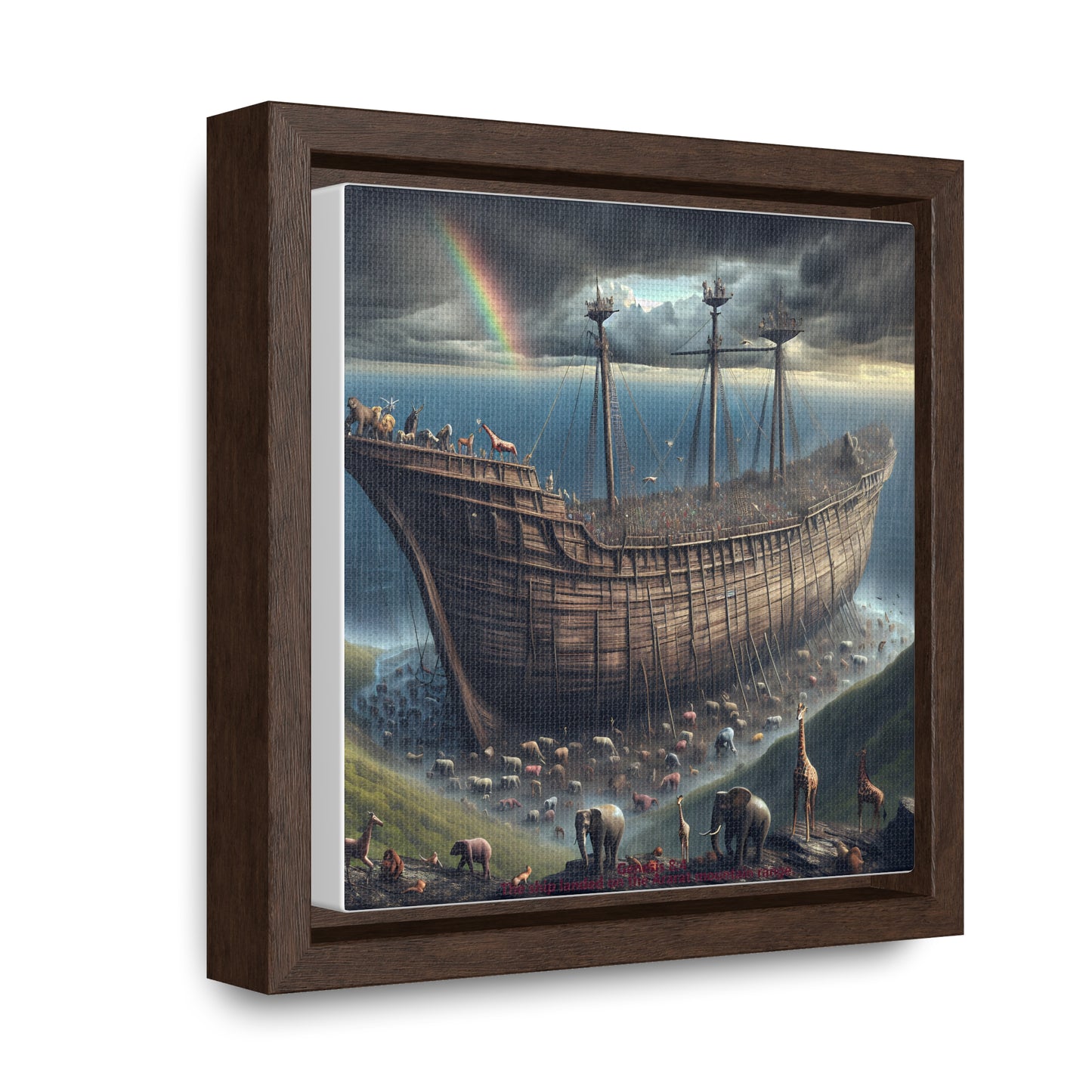 Framed Canvas Art Print - Noah's Ark Design, Home Decor, Unique Gift, Wall Art, Animal Lovers, Kids Room Decoration, Christian Art