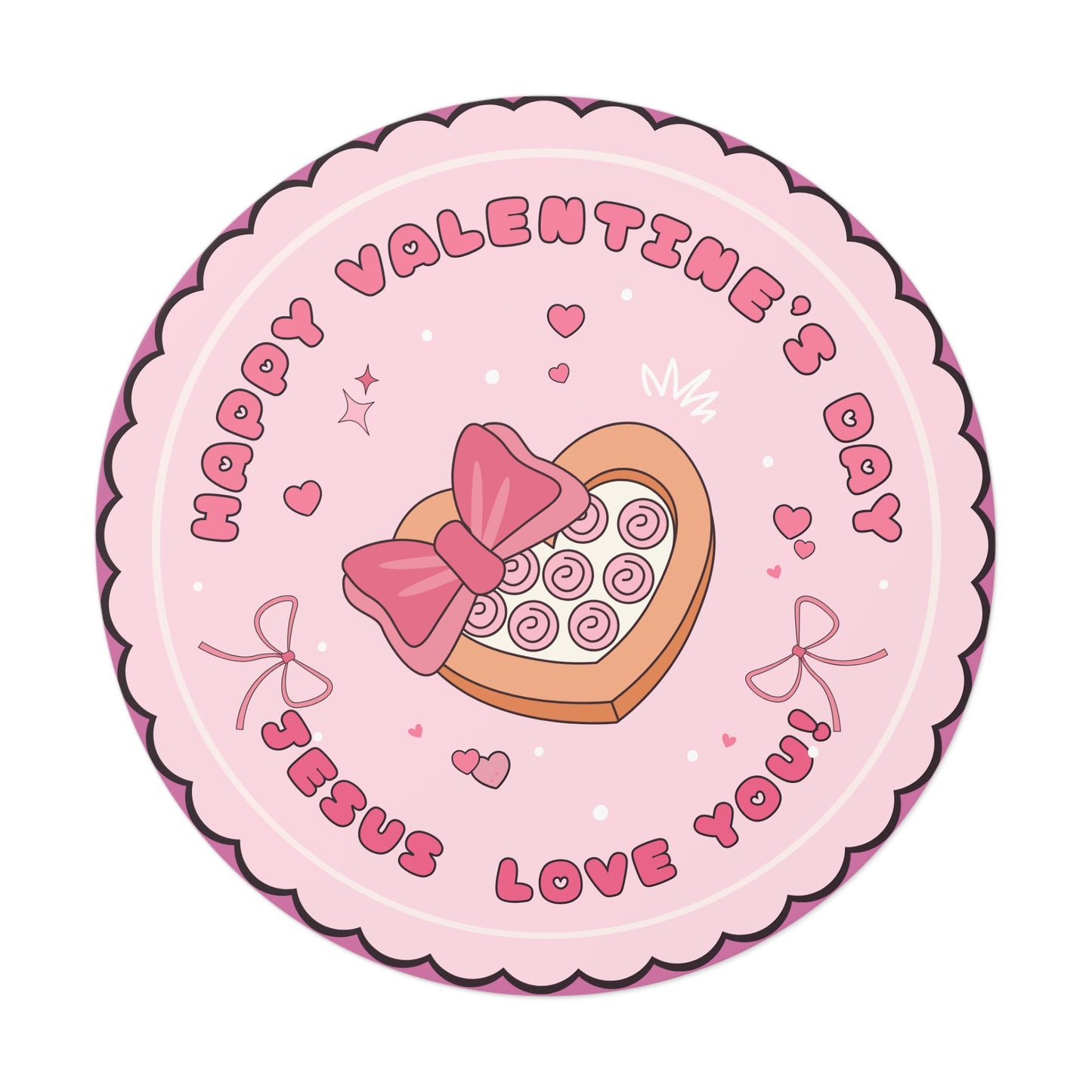 Round Vinyl Stickers - Happy Valentine's Day Jesus Loves You