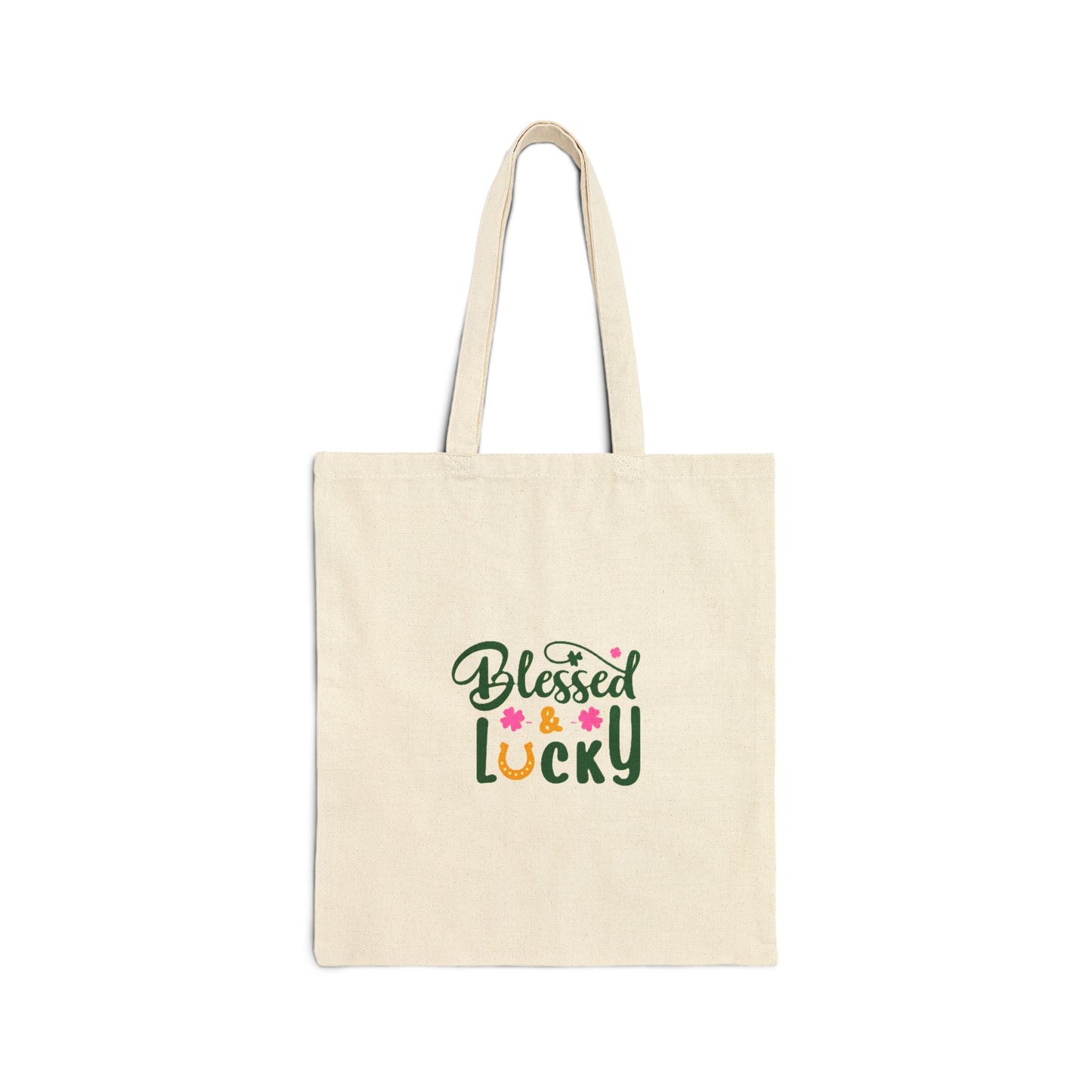 Faith-based Canvas Tote Bag - Blessed and Lucky