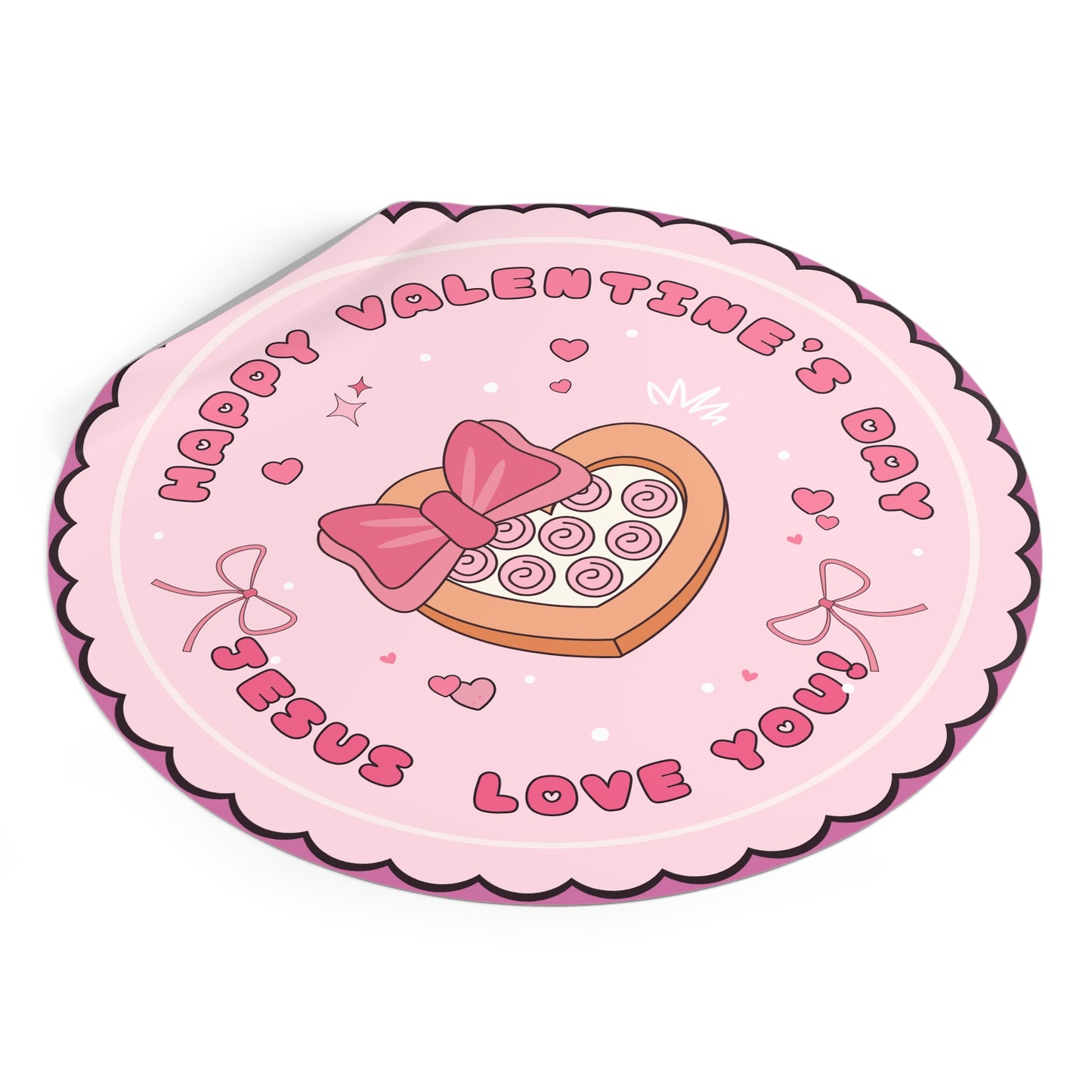 Round Vinyl Stickers - Happy Valentine's Day Jesus Loves You