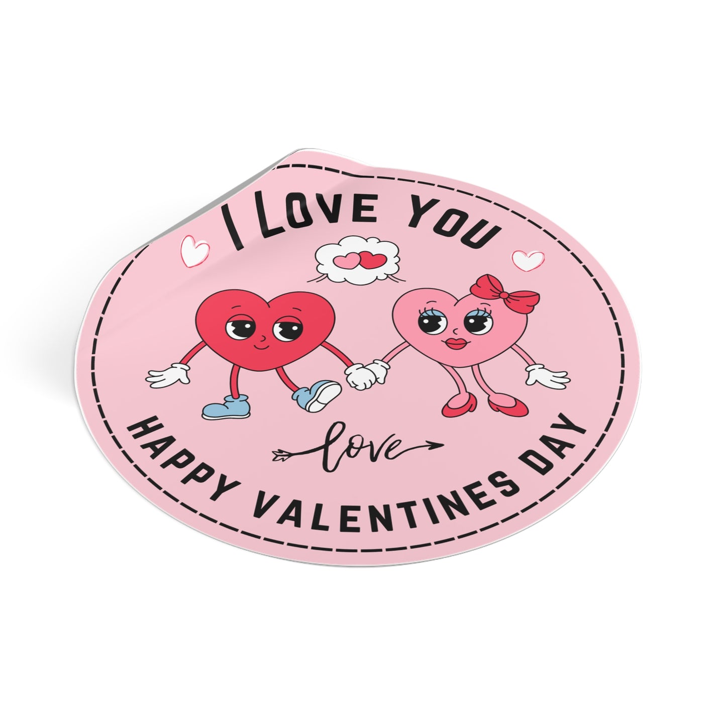 Round Vinyl Stickers -Happy Valentine's day