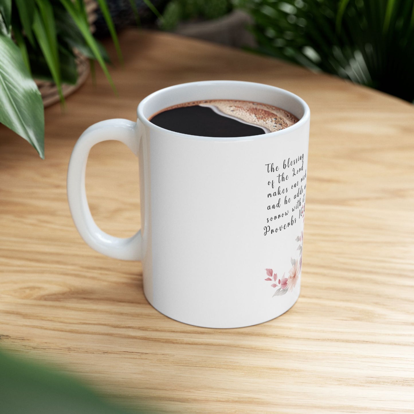 Boho wild flower Coffee Mug with Bible Verse Proverbs 10:22