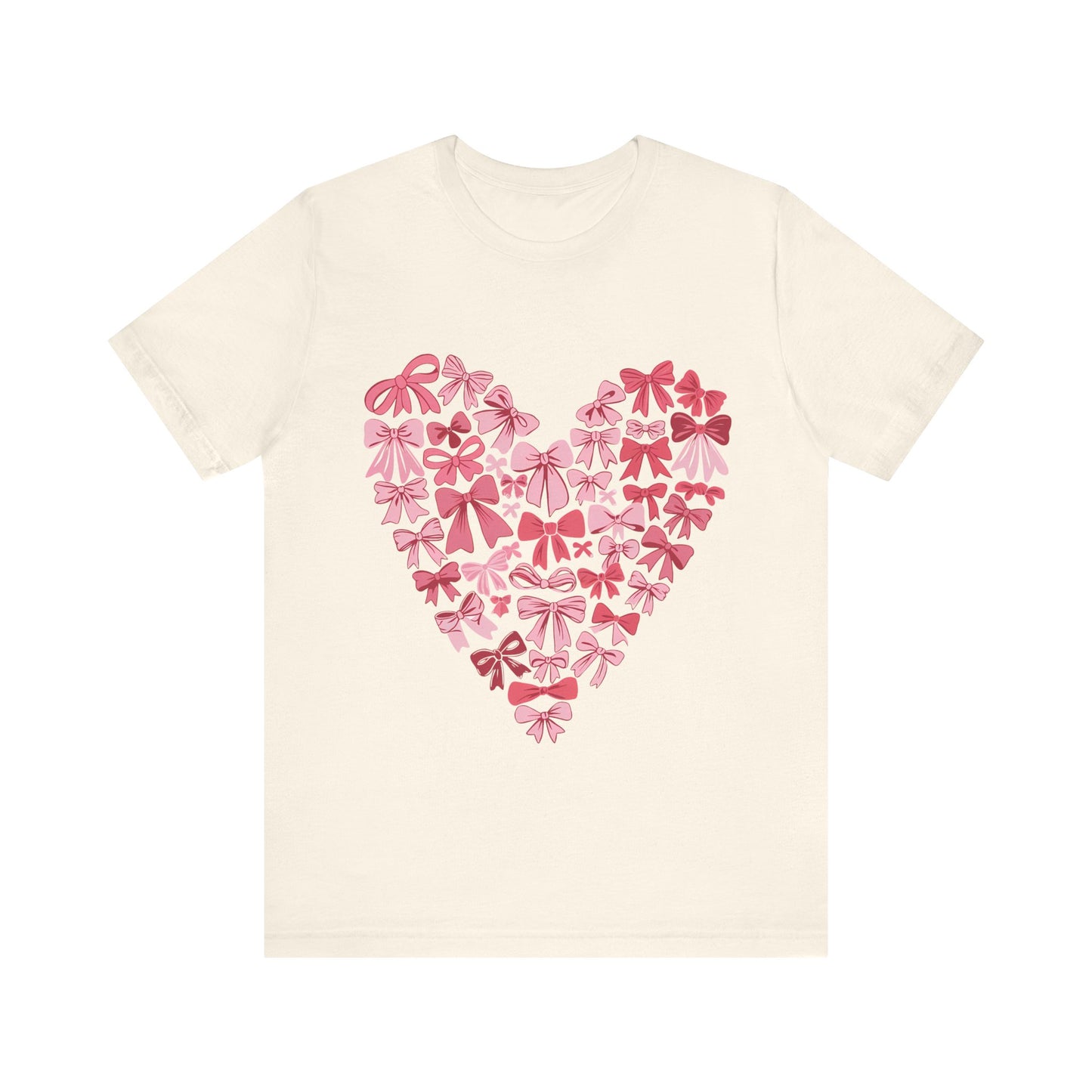 Valentine Bow Heart Coquette T-Shirt, Valentine's Day Shirt, Love Tee, Romantic Top, Heart Print Apparel