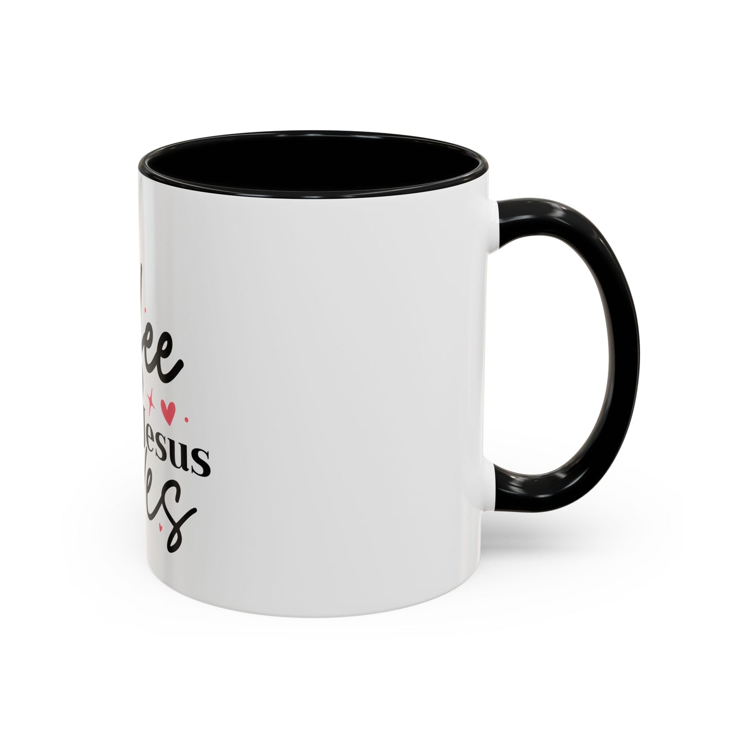 Accent Coffee Mug (11, 15oz)- Coffee Cures Jesus Saves