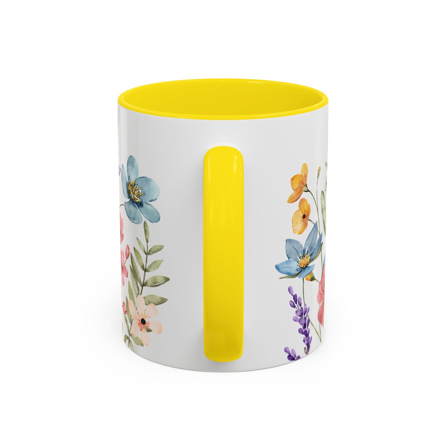 Mug - Floral Accent Coffee Mug - Vibrant Botanical Design