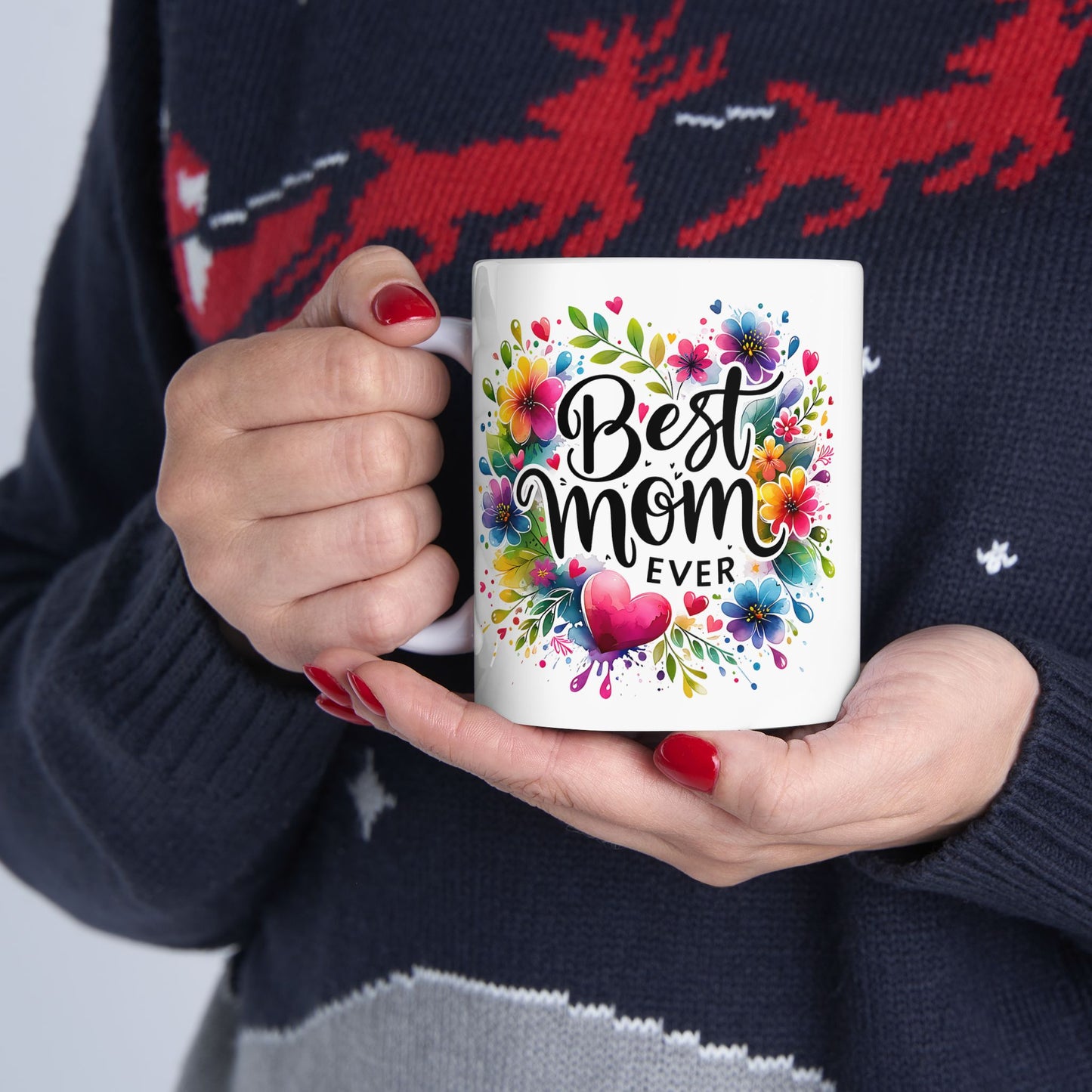 Colorful Floral Best Mom Ceramic Mug - Perfect Gift for Mother's Day