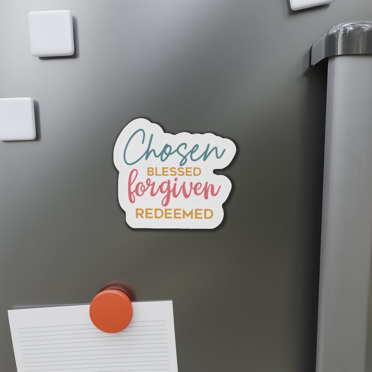 Die-Cut Magnets - Chosen, Blessed, Forgiven, Redeemed, Inspirational Fridge Magnets, Christian Home Decor, Faith Gift