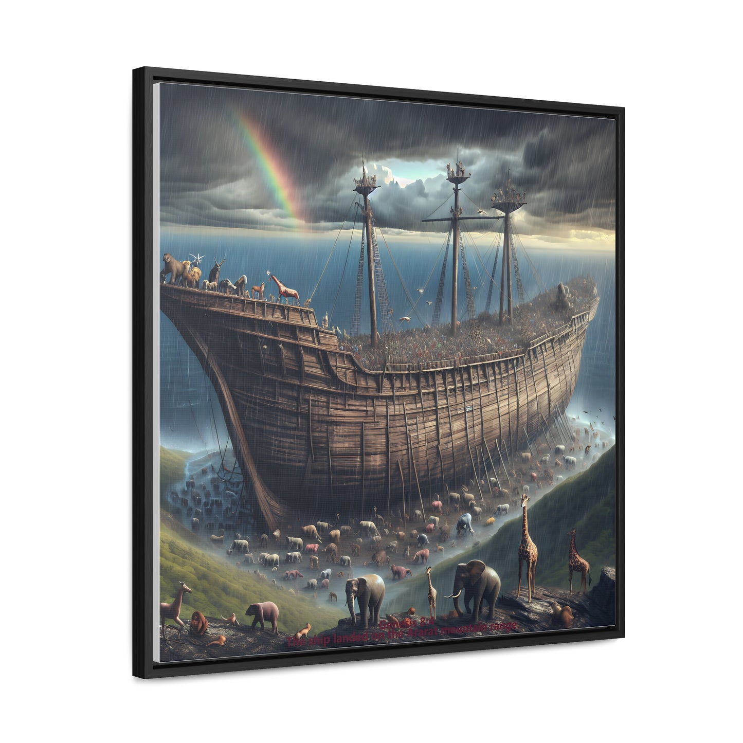 Framed Canvas Art Print - Noah's Ark Design, Home Decor, Unique Gift, Wall Art, Animal Lovers, Kids Room Decoration, Christian Art