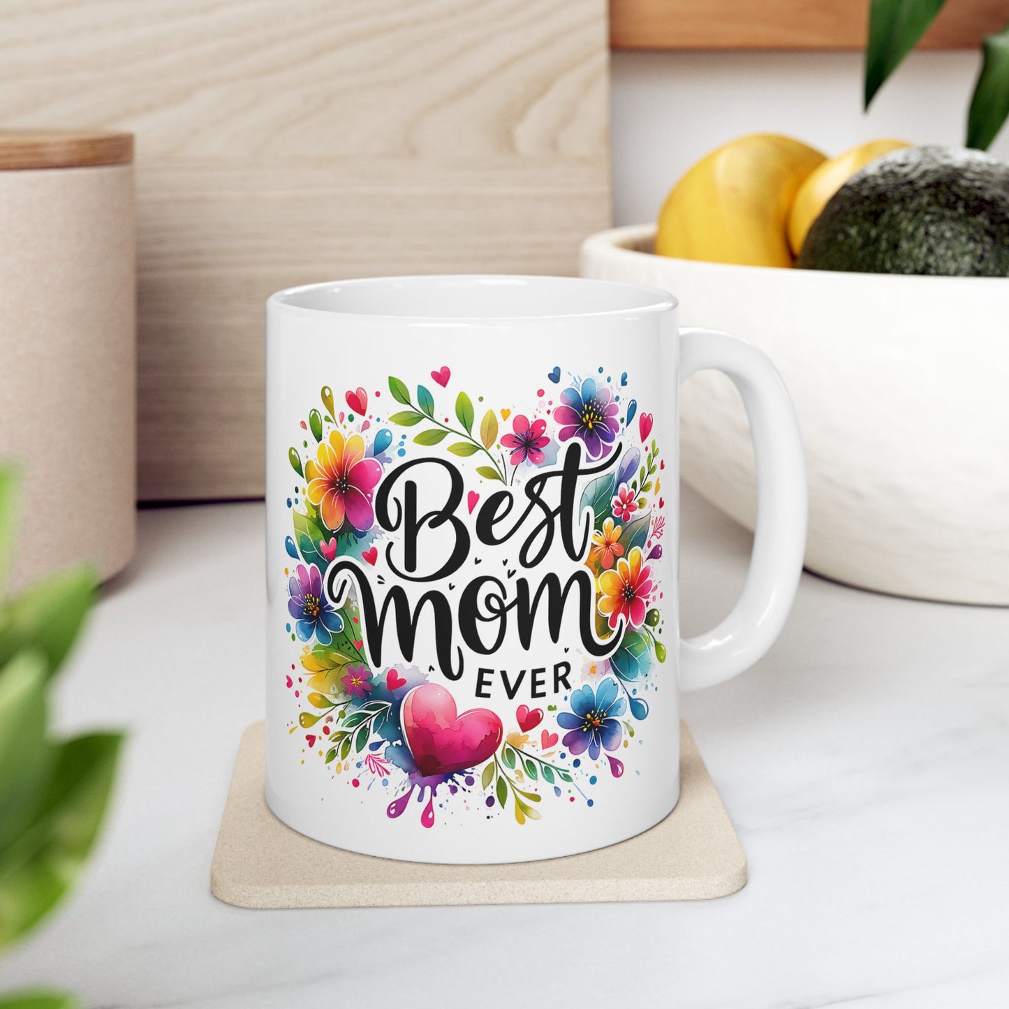 Colorful Floral Best Mom Ceramic Mug - Perfect Gift for Mother's Day