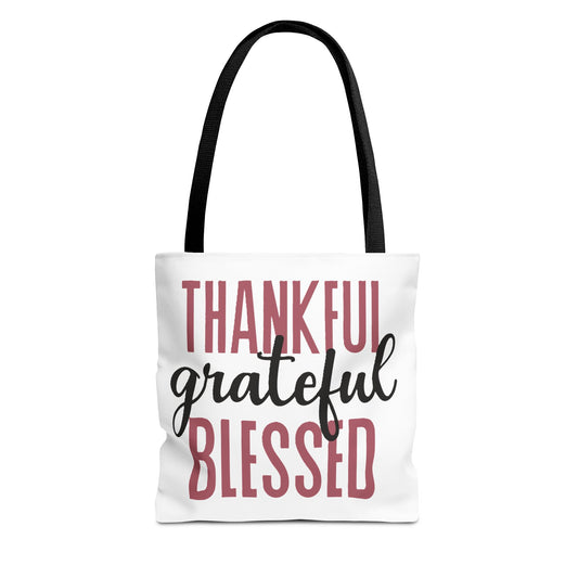 Faith Tote Bag, Thankful Grateful Blessed, Christian Bag, Inspirational Gift, Religious Handbag, Spiritual Carryall