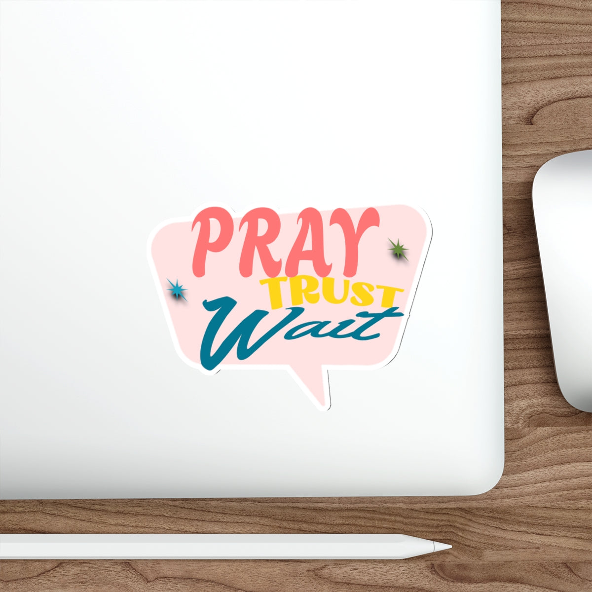 Die-Cut Stickers - Pray, Trust, Wait, Religious Stickers, Inspirational Decals, Christian Decor, Laptop Sticker Set