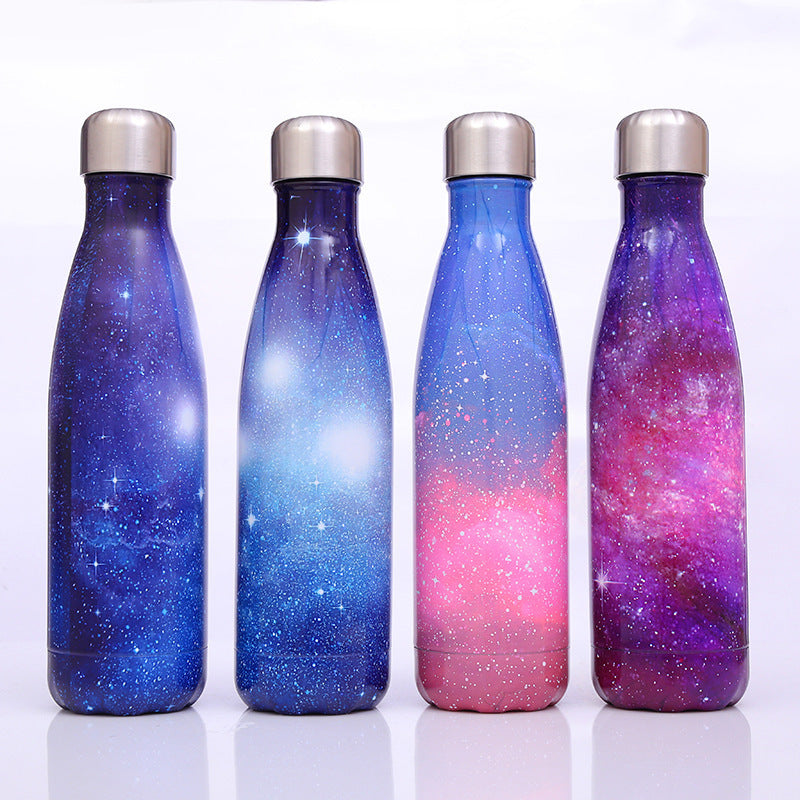 Best Selling New Starry Sky Galaxy Coke Bottle Stainless Steel Vacuum Flask Creative Gradient Color Handy Cup