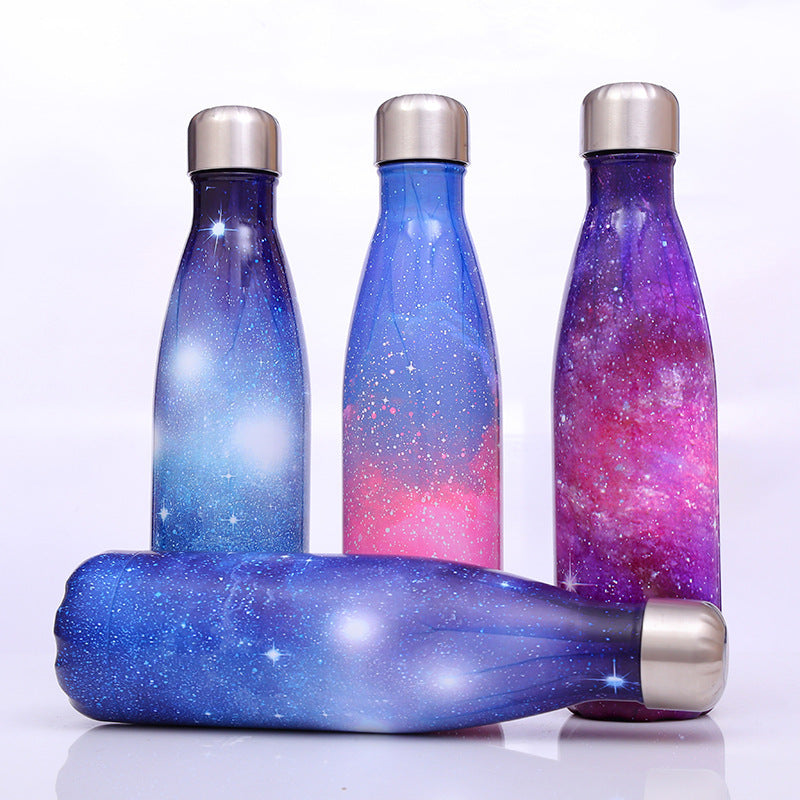 Best Selling New Starry Sky Galaxy Coke Bottle Stainless Steel Vacuum Flask Creative Gradient Color Handy Cup