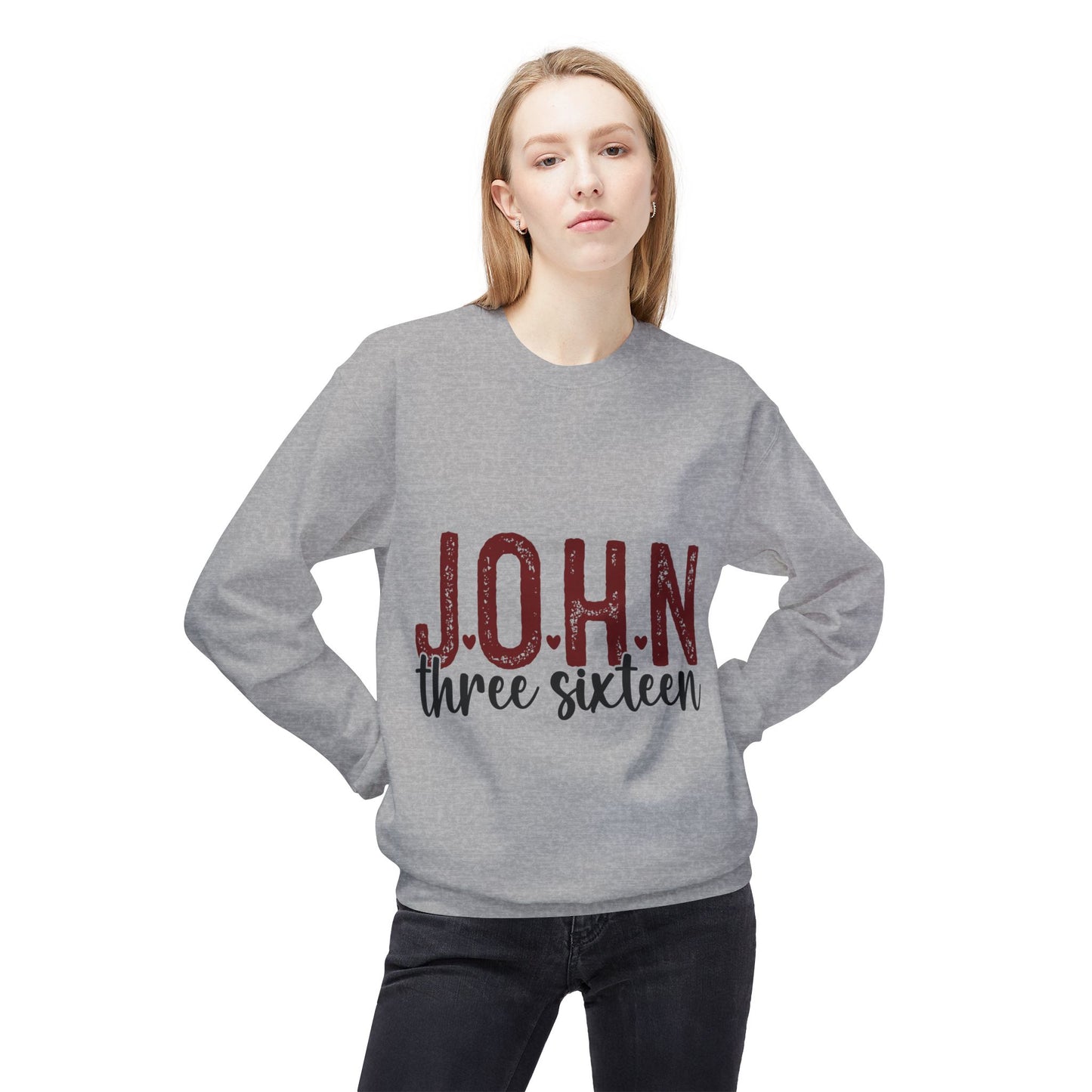 Unisex Midweight Softstyle Fleece Crewneck Sweatshirt with John 3:16 Bible Verse Theme