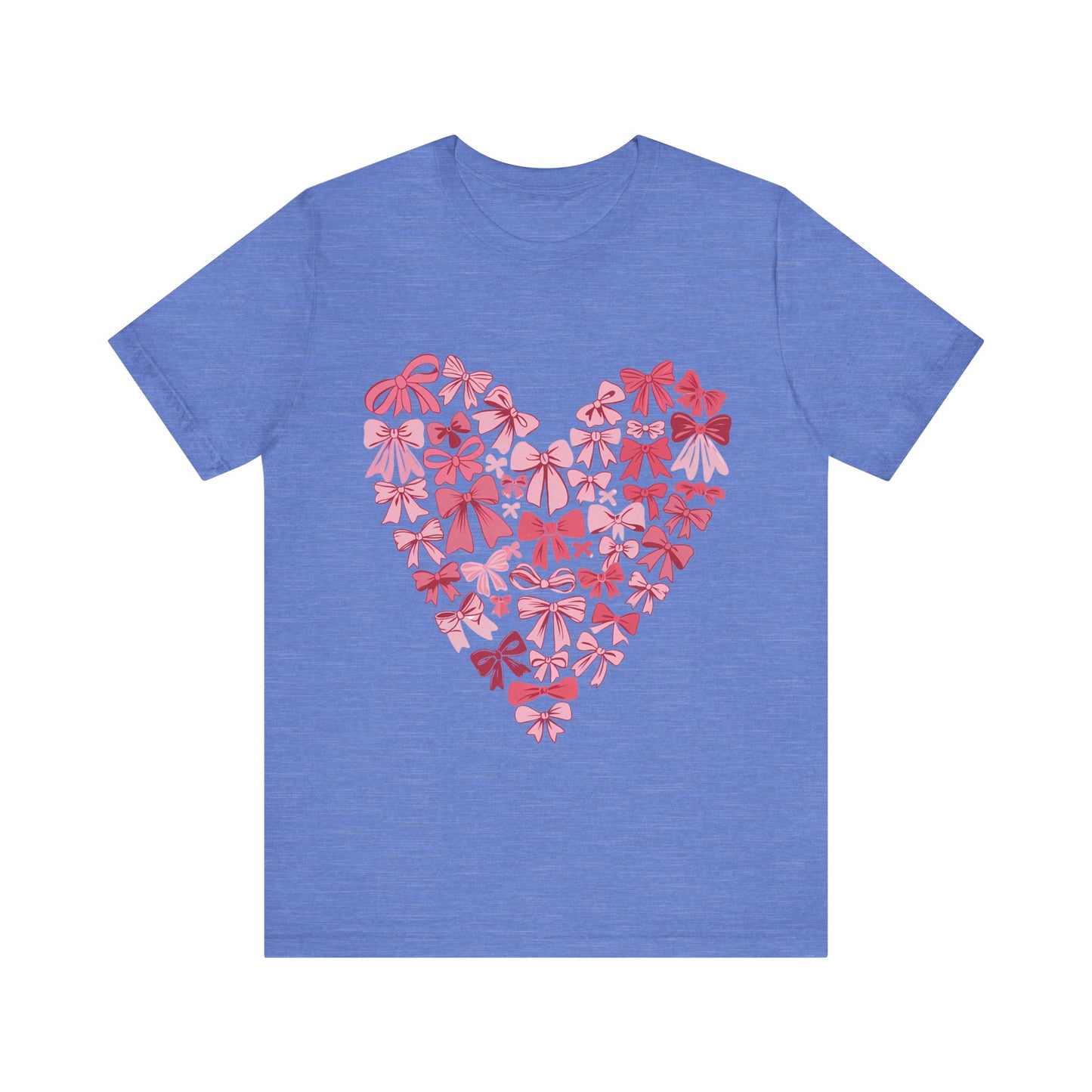 Valentine Bow Heart Coquette T-Shirt, Valentine's Day Shirt, Love Tee, Romantic Top, Heart Print Apparel