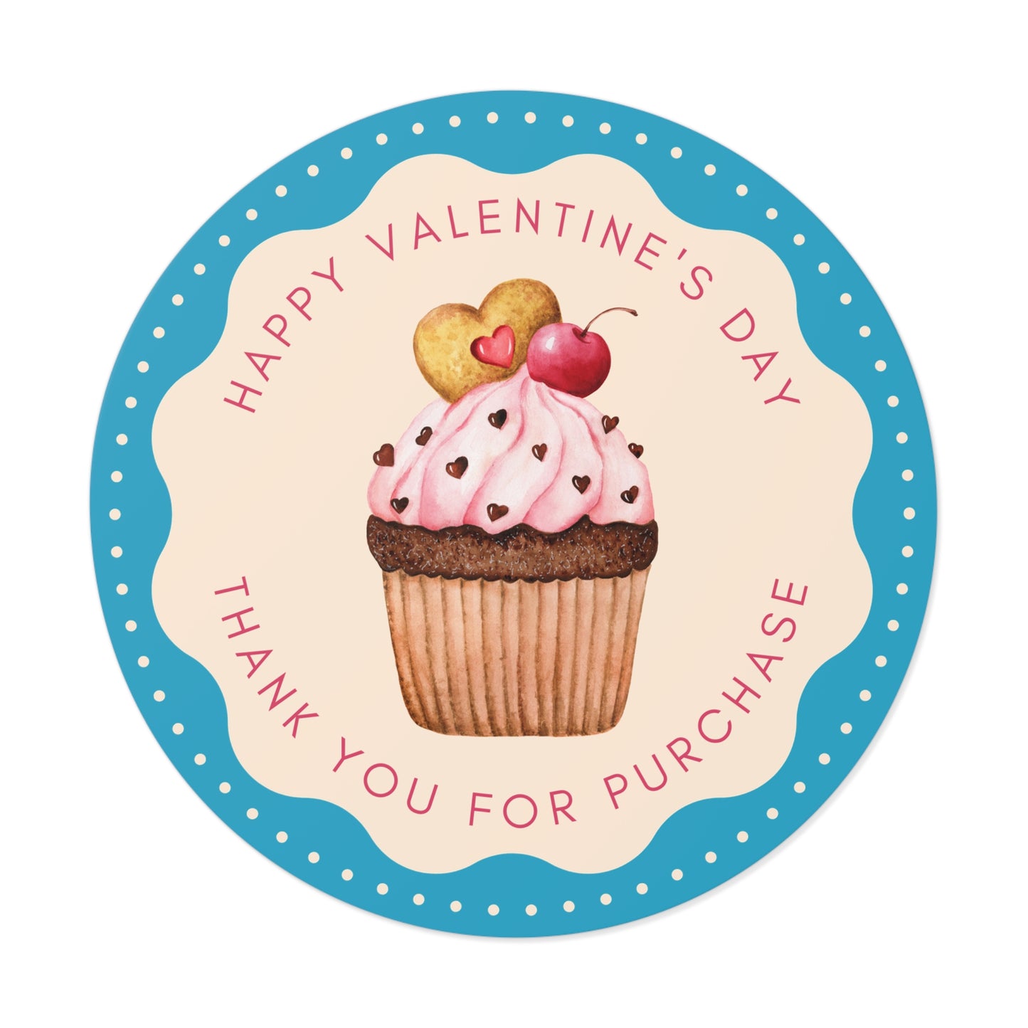 Valentine's Day Round Stickers - Happy Valentine's Day Thank you For Purchase