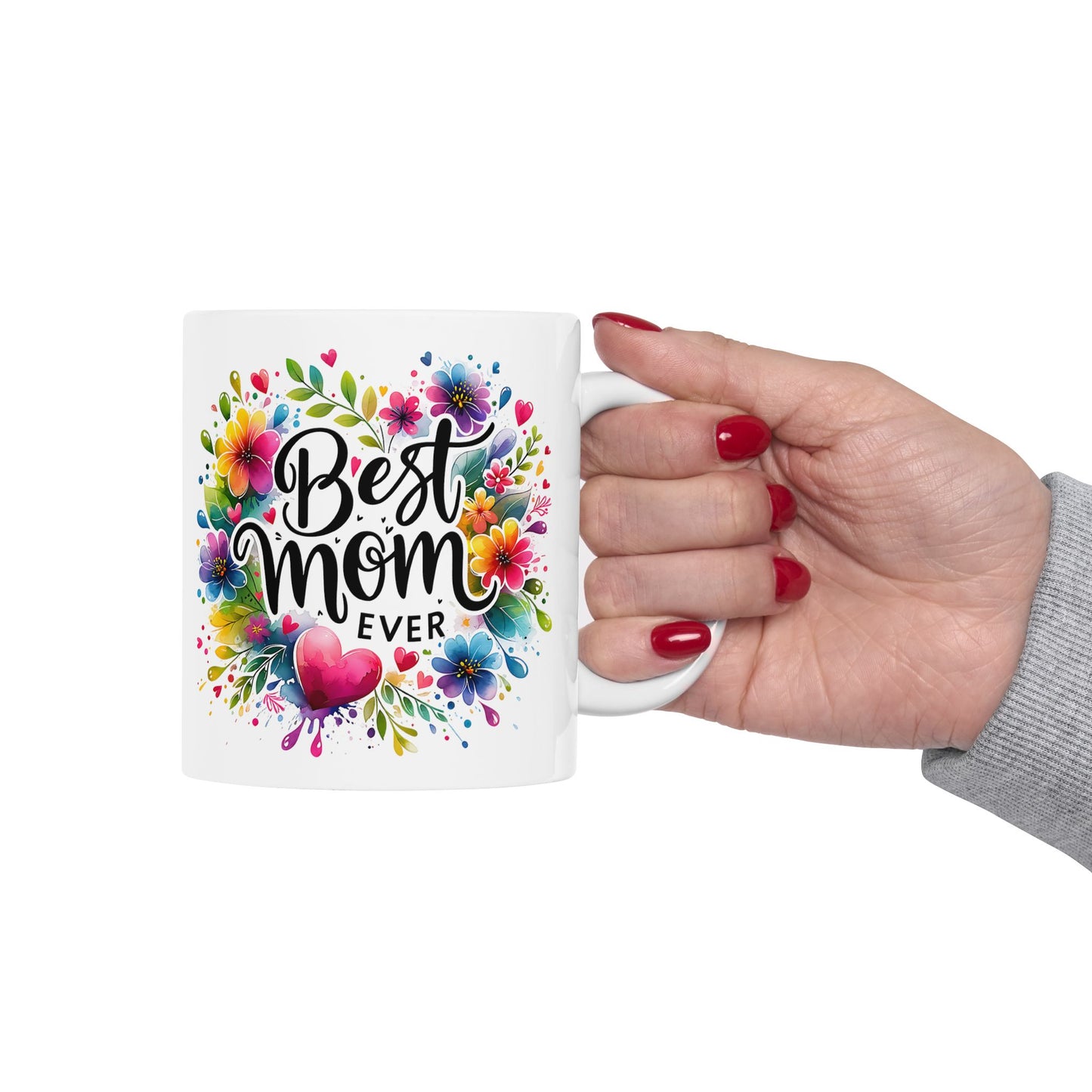 Colorful Floral Best Mom Ceramic Mug - Perfect Gift for Mother's Day