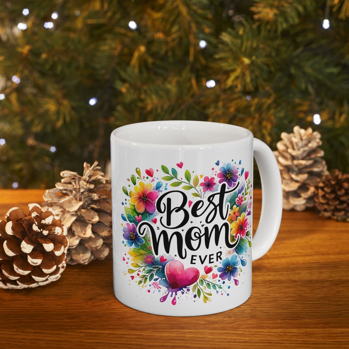 Colorful Floral Best Mom Ceramic Mug - Perfect Gift for Mother's Day