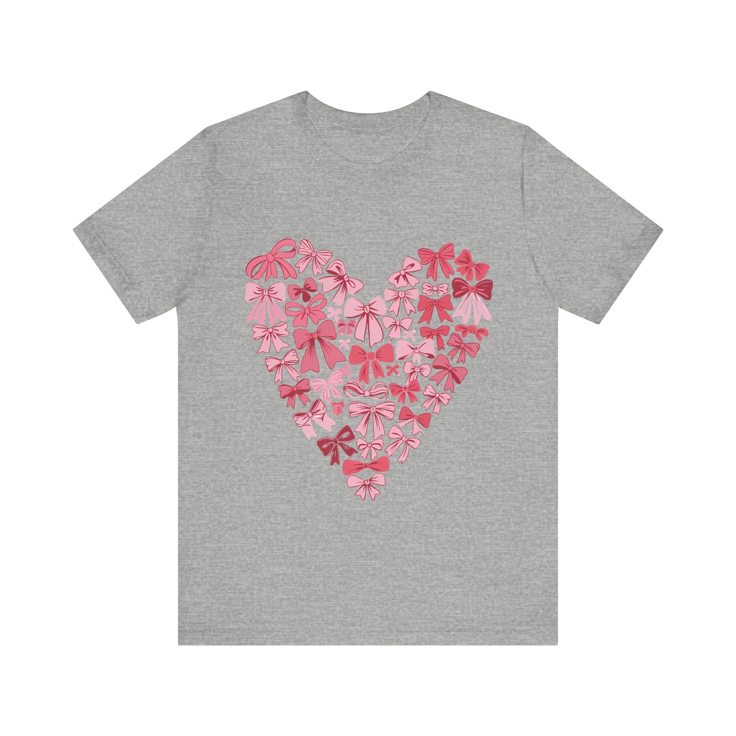 Valentine Bow Heart Coquette T-Shirt, Valentine's Day Shirt, Love Tee, Romantic Top, Heart Print Apparel