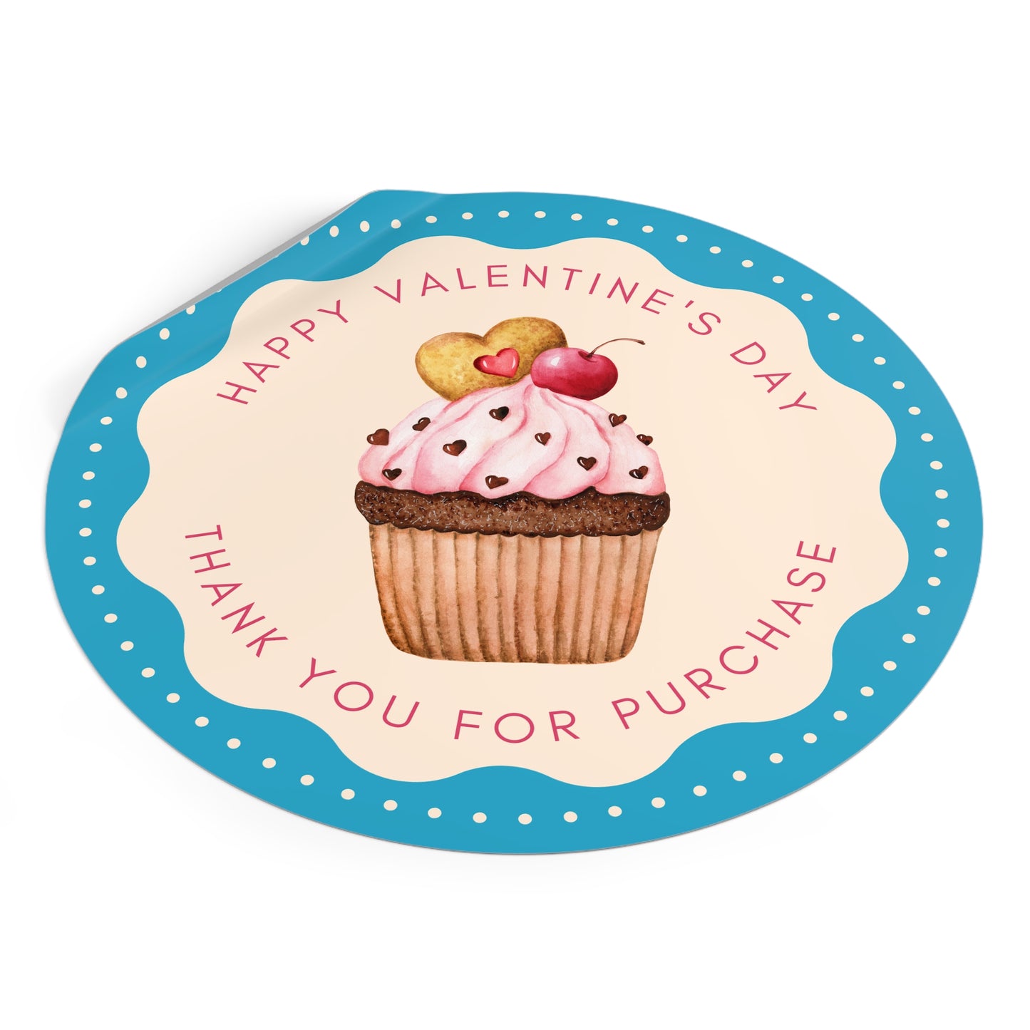 Valentine's Day Round Stickers - Happy Valentine's Day Thank you For Purchase