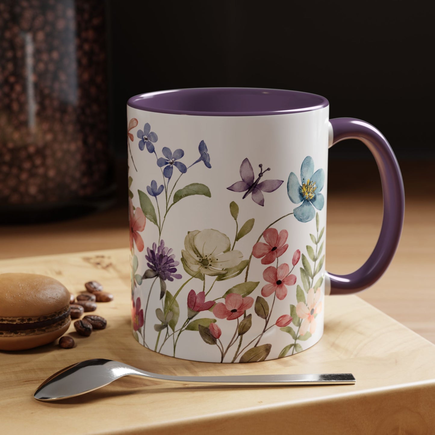 Mug - Floral Accent Coffee Mug - Vibrant Botanical Design