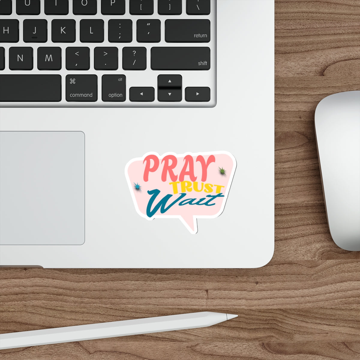 Die-Cut Stickers - Pray, Trust, Wait, Religious Stickers, Inspirational Decals, Christian Decor, Laptop Sticker Set