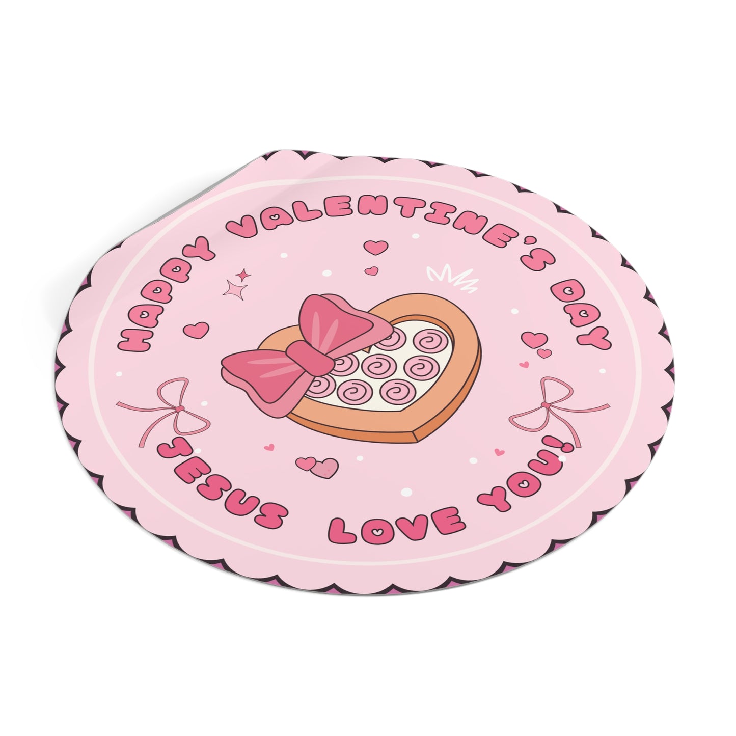 Round Vinyl Stickers - Happy Valentine's Day Jesus Loves You