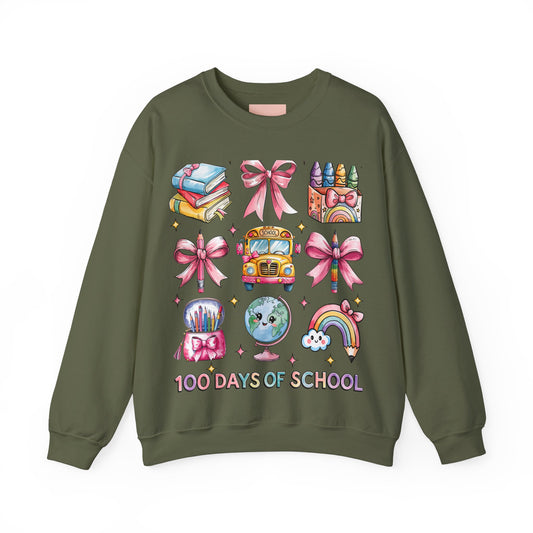 100 Days of School Unisex Sweatshirt, Teacher Appreciation Gift, Parent School Spirit Apparel, Back to School Clothing, Crewneck Jumper