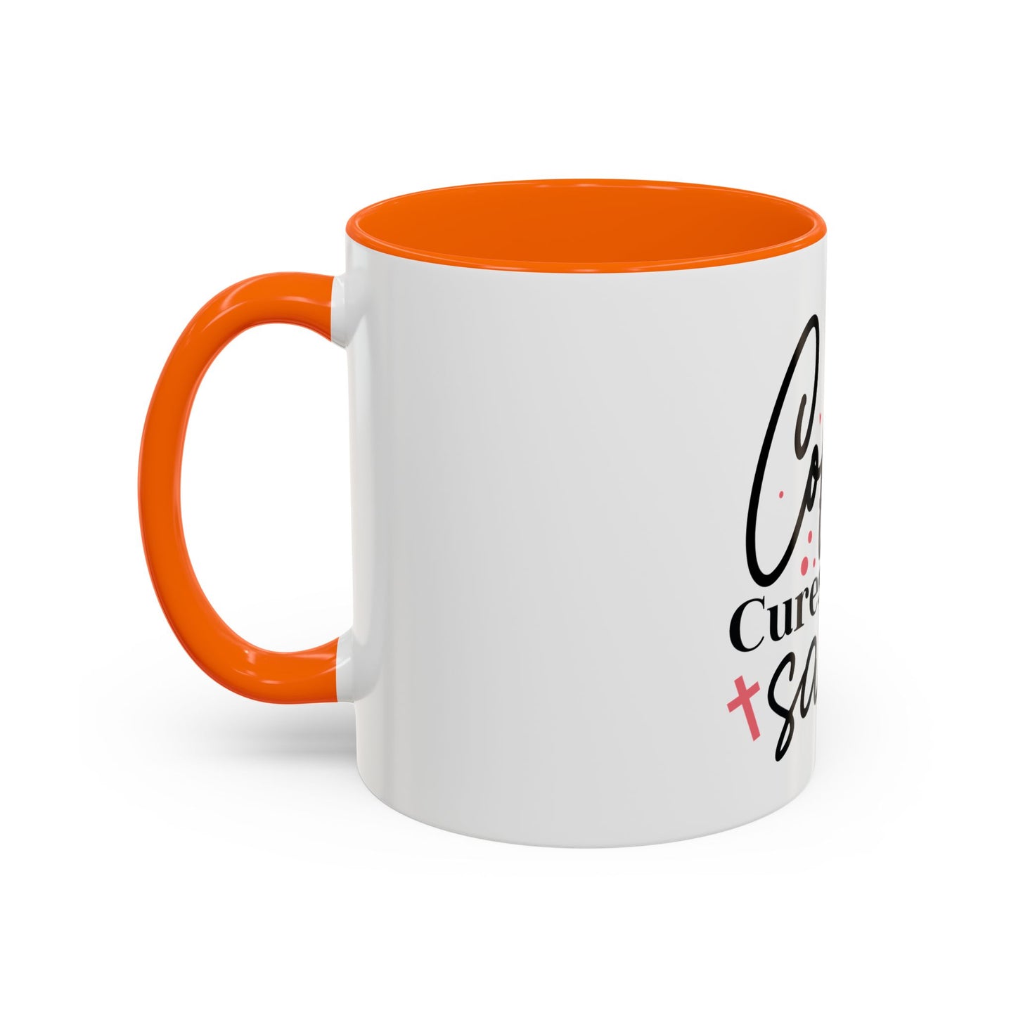 Accent Coffee Mug (11, 15oz)- Coffee Cures Jesus Saves