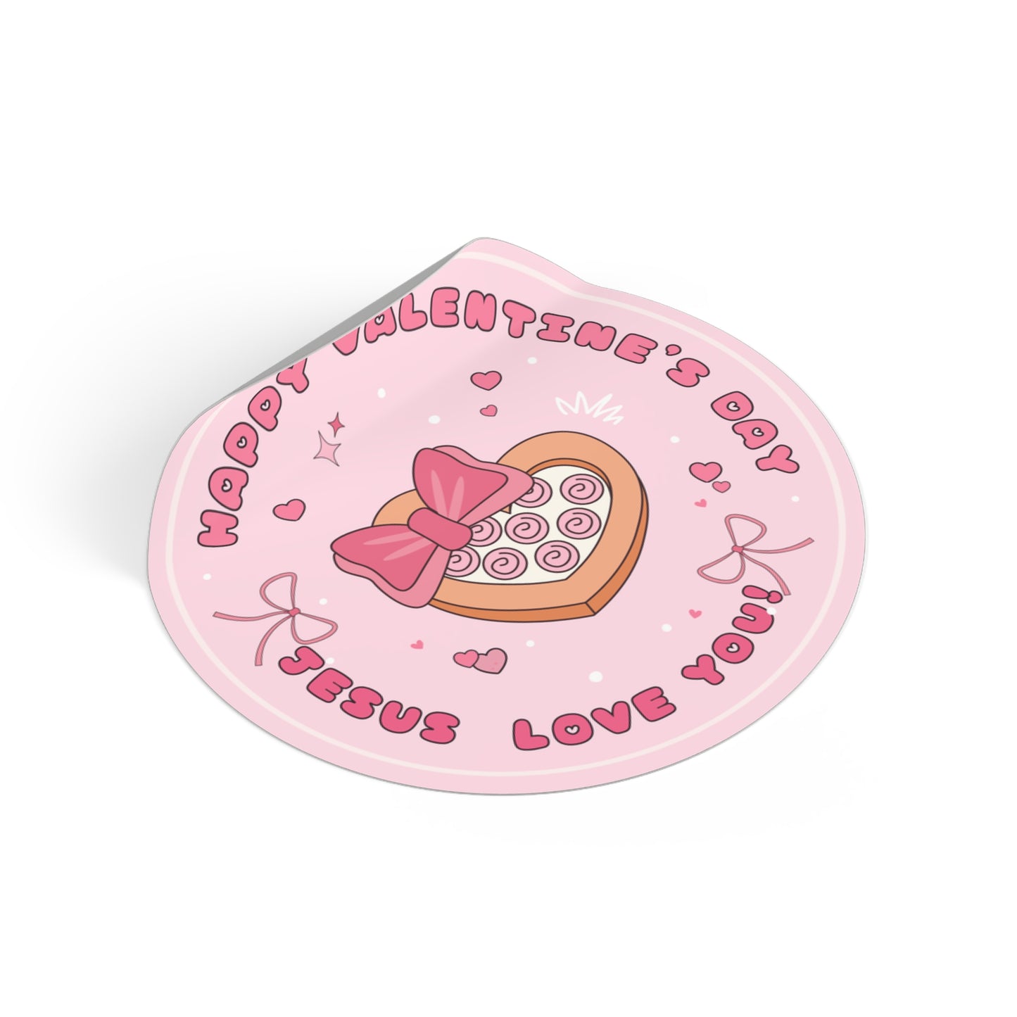 Round Vinyl Stickers - Happy Valentine's Day Jesus Loves You