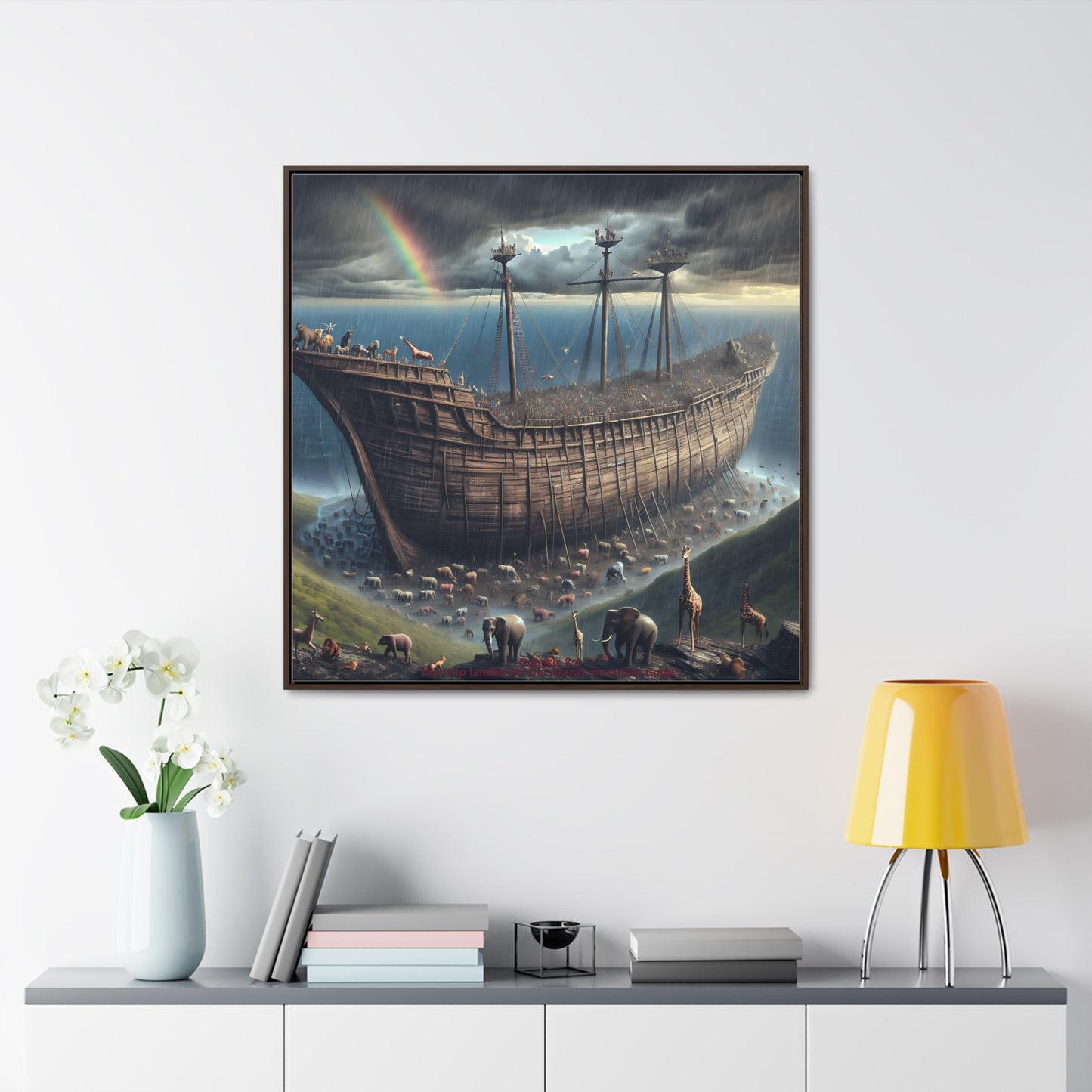 Framed Canvas Art Print - Noah's Ark Design, Home Decor, Unique Gift, Wall Art, Animal Lovers, Kids Room Decoration, Christian Art