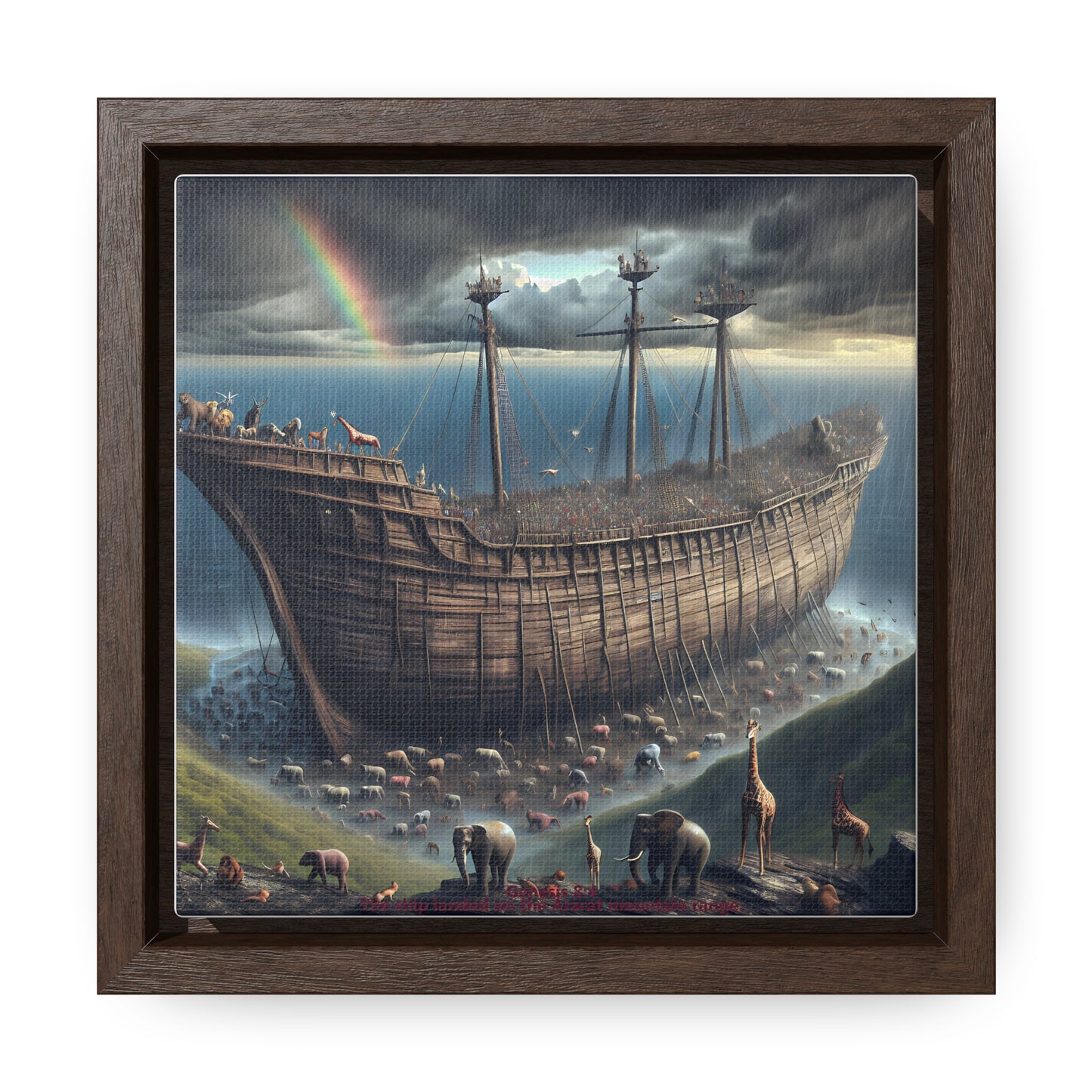 Framed Canvas Art Print - Noah's Ark Design, Home Decor, Unique Gift, Wall Art, Animal Lovers, Kids Room Decoration, Christian Art