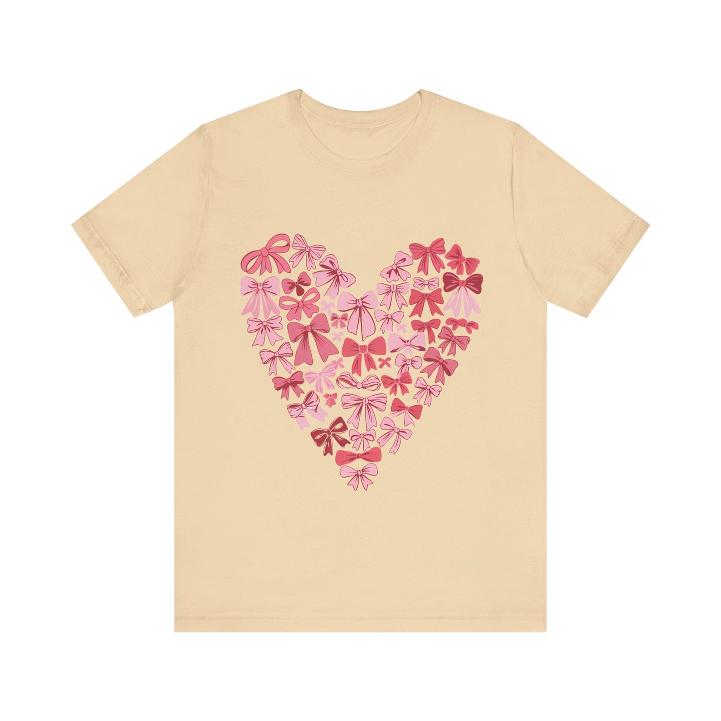 Valentine Bow Heart Coquette T-Shirt, Valentine's Day Shirt, Love Tee, Romantic Top, Heart Print Apparel