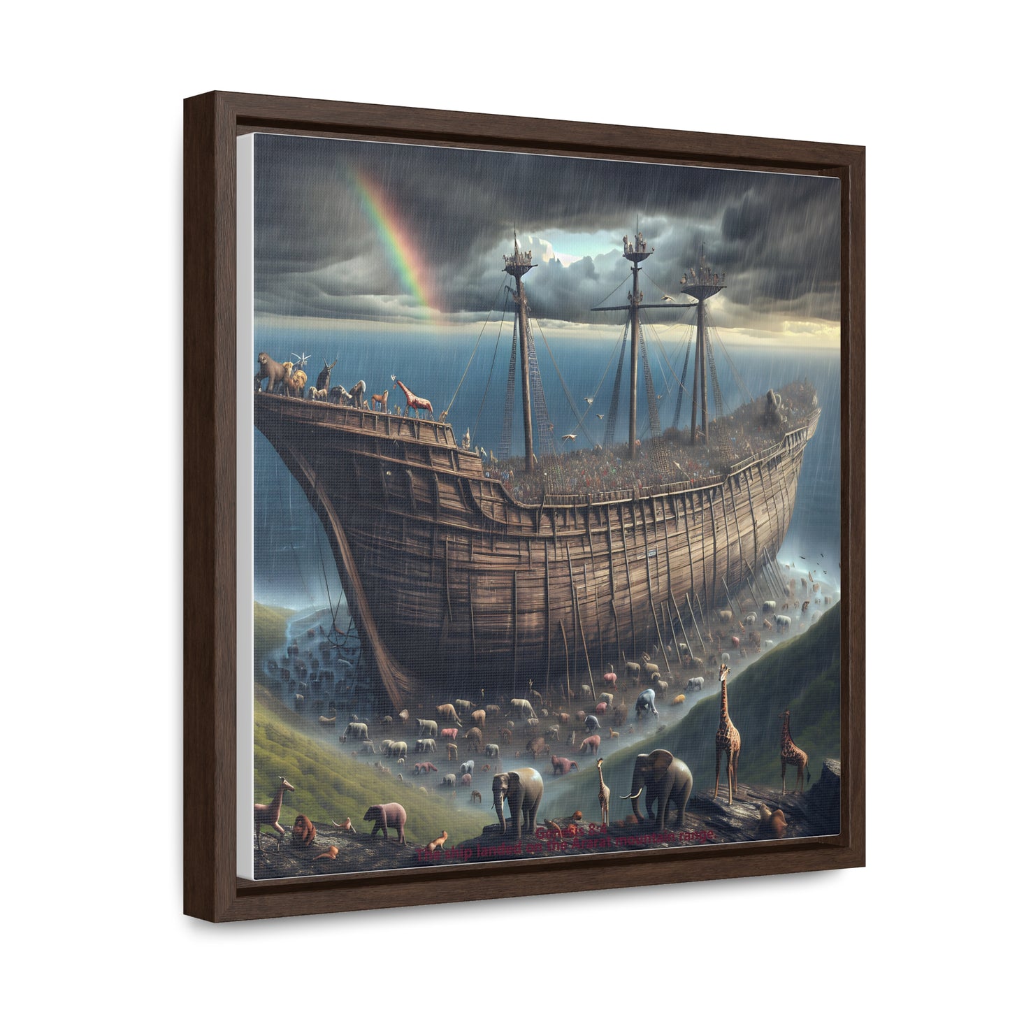 Framed Canvas Art Print - Noah's Ark Design, Home Decor, Unique Gift, Wall Art, Animal Lovers, Kids Room Decoration, Christian Art