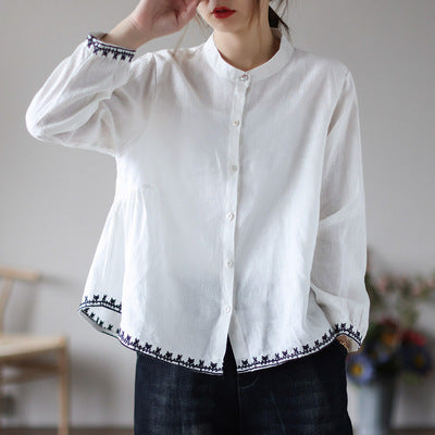 Vintage Embroidered Cardigan Loose Casual Top