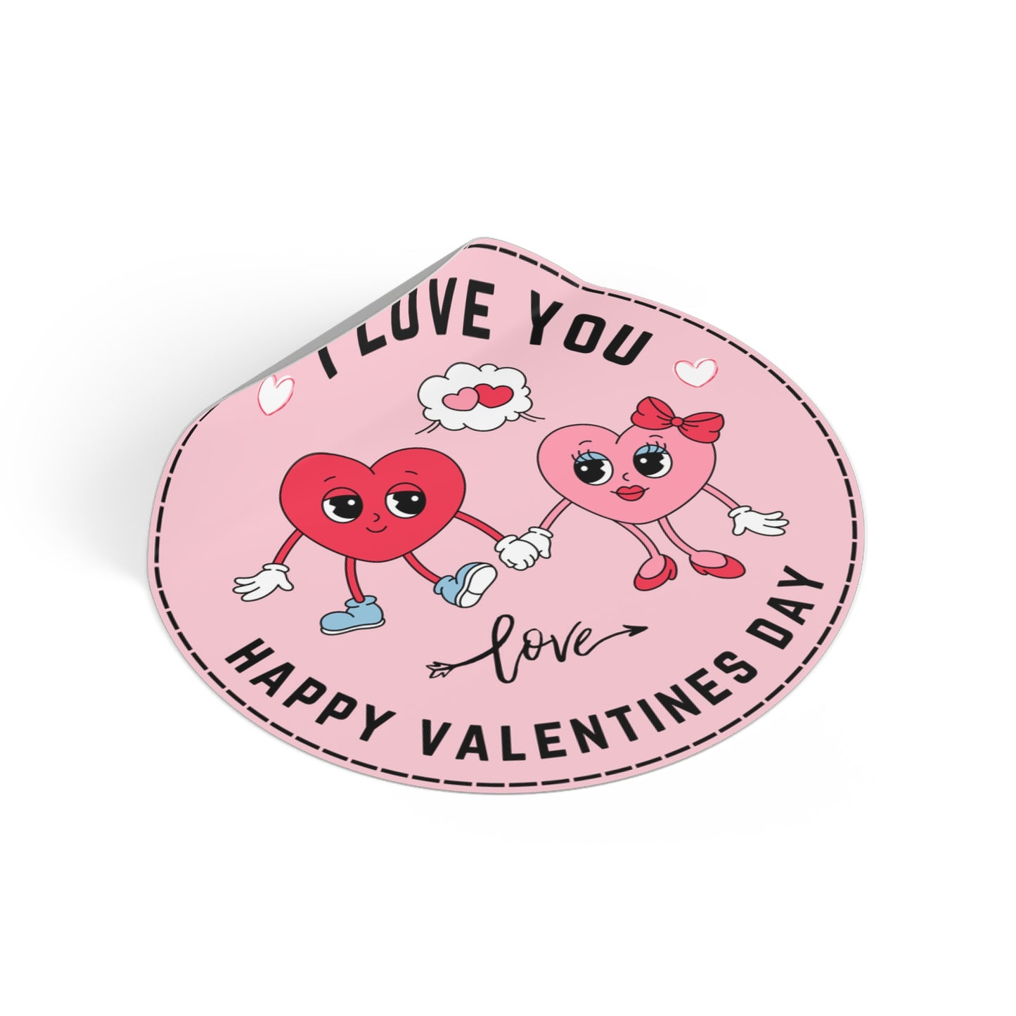 Round Vinyl Stickers -Happy Valentine's day