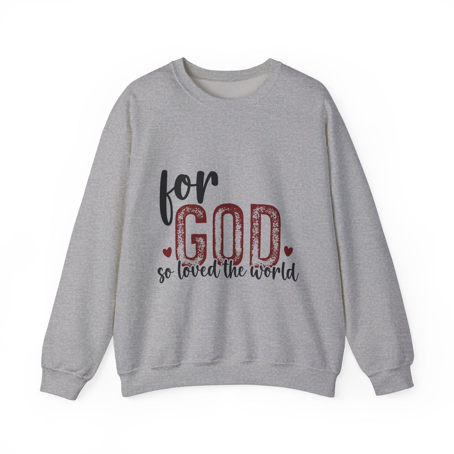 Unisex Heavy Blend Crewneck Sweatshirt with Faith Message - For God So Loved The World